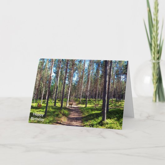 誕生日挨拶カードのためのシカのイメージ カード (正面)