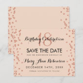 誕生日救日バラ金ゴールドグリッター紙吹雪 セーブザデート (正面/裏面)