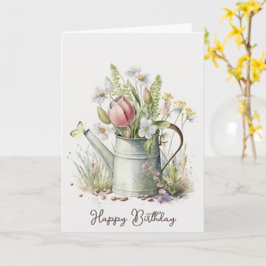 誕生日散花缶 カード (黄色い花)