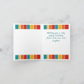 誕生日数々の色のレインボーストライプのカード カード (内部)