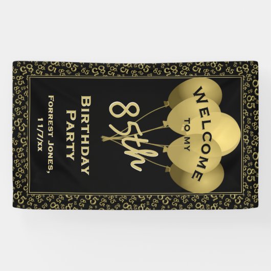 誕生日数Pattenの85th金ゴールドおよび黒を歓迎して下さい 横断幕 (横)