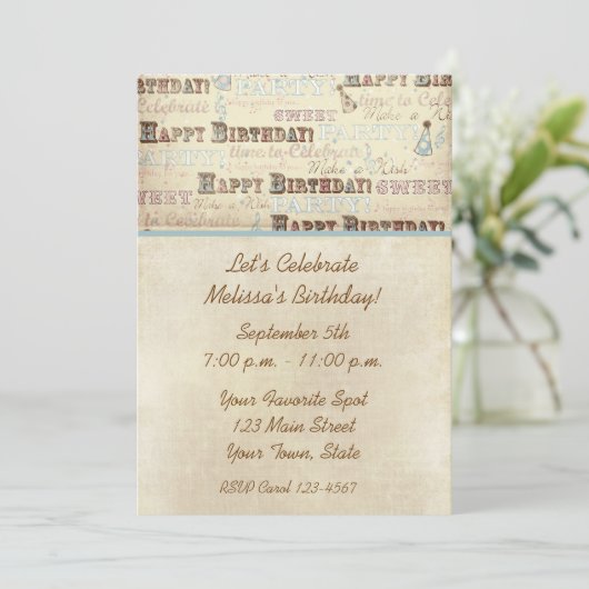 誕生日文字招待状 招待状 (スタンド正面)