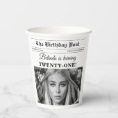 誕生日新聞おもしろいモノクロ写真 紙コップ (正面)