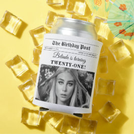 誕生日新聞おもしろいモノクロ写真 缶クーラー