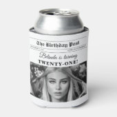 誕生日新聞おもしろいモノクロ写真 缶クーラー (缶正面)