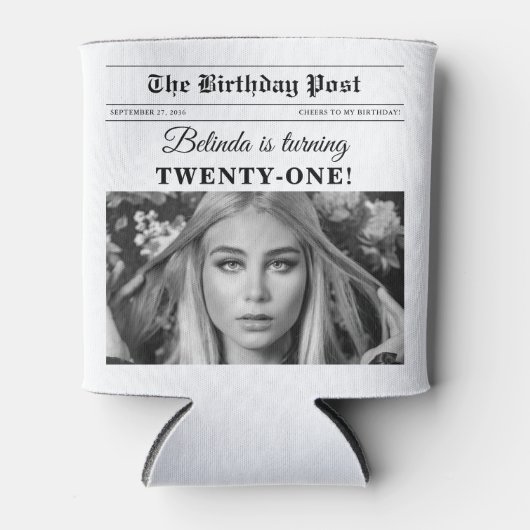 誕生日新聞おもしろいモノクロ写真 缶クーラー (正面)