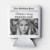 誕生日新聞おもしろいモノクロ写真 缶クーラー (裏面)