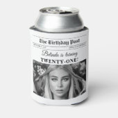 誕生日新聞おもしろいモノクロ写真 缶クーラー (缶裏面)