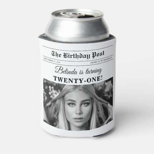 誕生日新聞おもしろいモノクロ写真 缶クーラー (缶裏面)