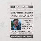 誕生日新聞とフォトブレイクニュース追加 招待状 (正面/裏面)
