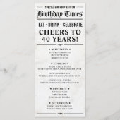 誕生日新聞風メニュー表 誕生日ディナー メニュー (裏面)