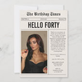 誕生日新聞 40歳の誕生日おめでとう フォトギフト 招待状 (正面)