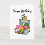 誕生日旅行momスーツケースおもしろいかわいい写真 カード (正面)