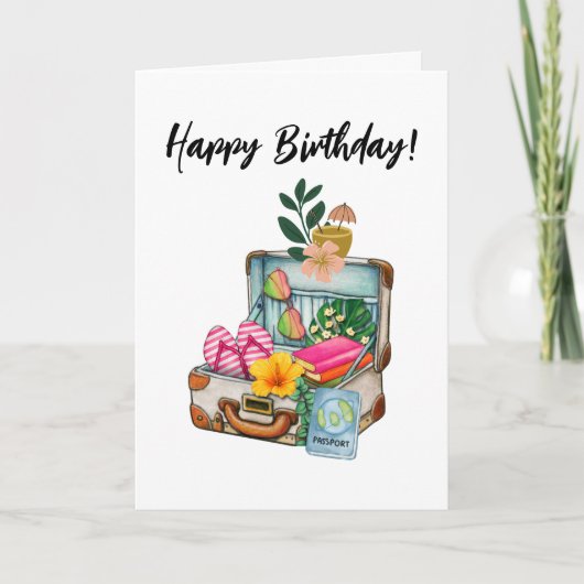 誕生日旅行momスーツケースおもしろいかわいい写真 カード (正面)