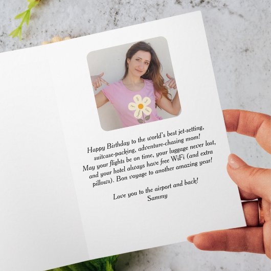 誕生日旅行momスーツケースおもしろいかわいい写真 カード
