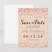 誕生日日付の保存バラ金ゴールドグリッター紙吹雪 案内ポストカード (正面/裏面)