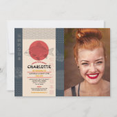 誕生日日本のパーティーレストラン写真を撮遠くにる 招待状 (正面)