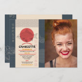 誕生日日本のパーティーレストラン写真を撮遠くにる 招待状 (正面/裏面)