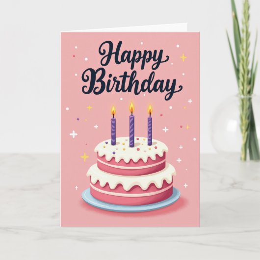 誕生日星とケーキのカード カード (正面)