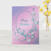 誕生日星付きダイヤモンドカード カード (黄色い花)