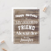 誕生日最高のカードの友カスタム人 カード (正面/裏面インサイチュ)