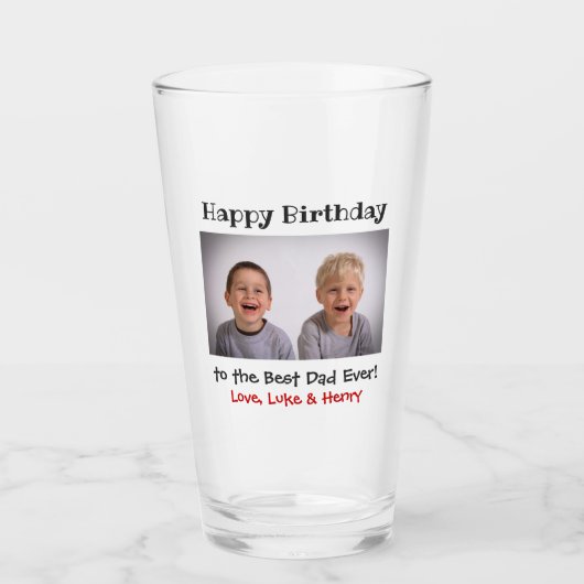 誕生日最高のパパEver Kidsフォトビアピント タンブラーグラス (正面)