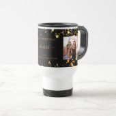 誕生日最高の友の黒い金ゴールド写真 トラベルマグ (正面右)