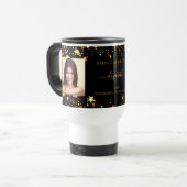 誕生日最高の友の黒い金ゴールド写真 トラベルマグ (正面左)