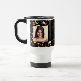 誕生日最高の友の黒い金ゴールド写真 トラベルマグ