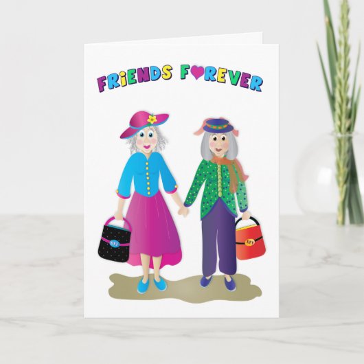 誕生日最高のBFFオールド&グレイ保持ハンズカード カード (正面)