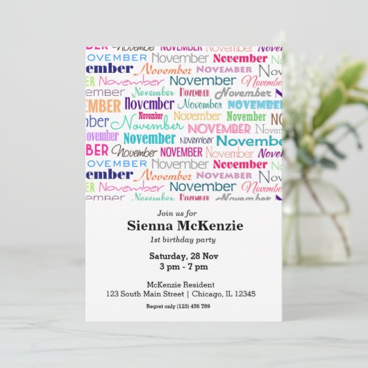 誕生日月11月 招待状 (スタンド正面)