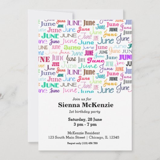 誕生日月6月 招待状 (正面)