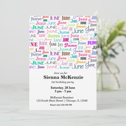 誕生日月6月 招待状 (スタンド正面)