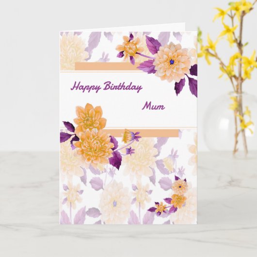 誕生日桃の花付きママ用カード カード (黄色い花)