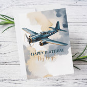 誕生日機青と金ゴールド水色エレガント 招待状