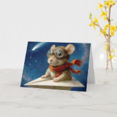 誕生日機飛んでいる内の紙マウス カード (黄色い花)