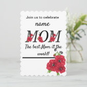 誕生日母マザー編集可能パーソナライズされた赤フロー 案内状 (スタンド正面)