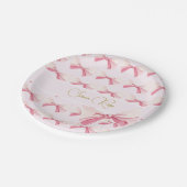 誕生日水彩弓かわいいピンク ペーパープレート (アングル)