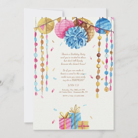 誕生日水彩 招待状 (正面)