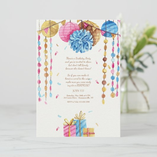 誕生日水彩 招待状 (スタンド正面)