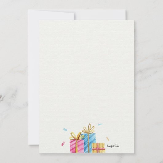 誕生日水彩 招待状 (裏面)