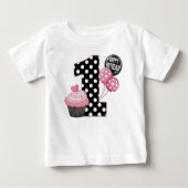 誕生日水玉模様カップケーキ ベビーTシャツ (正面)