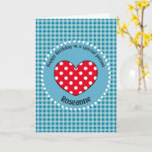誕生日水玉模様ラブハートジンガムパーソナライズされた カード (黄色い花)