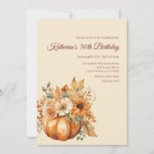 誕生日水色かぼちゃと花 – 招待状 (正面)