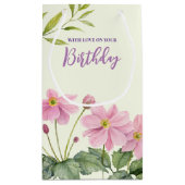 誕生日水色ピンクAnemoneの日本の場合 スモールペーパーバッグ (裏面)