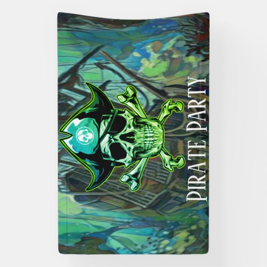 誕生日海賊版パーティースカルテーマハウスフラグ 横断幕 (縦)