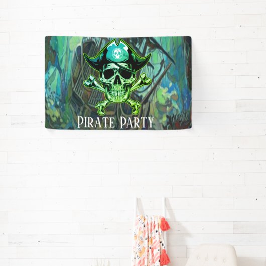 誕生日海賊版パーティースカルテーマハウスフラグ 横断幕 (インサイチュ)