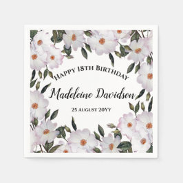 誕生日淡い色のピンクホワイトローズリースデザイン スタンダードカクテルナプキン