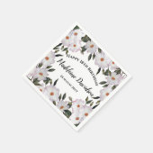 誕生日淡い色のピンクホワイトローズリースデザイン スタンダードカクテルナプキン (角)
