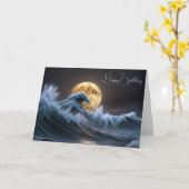 誕生日満月の海波 カード (黄色い花)